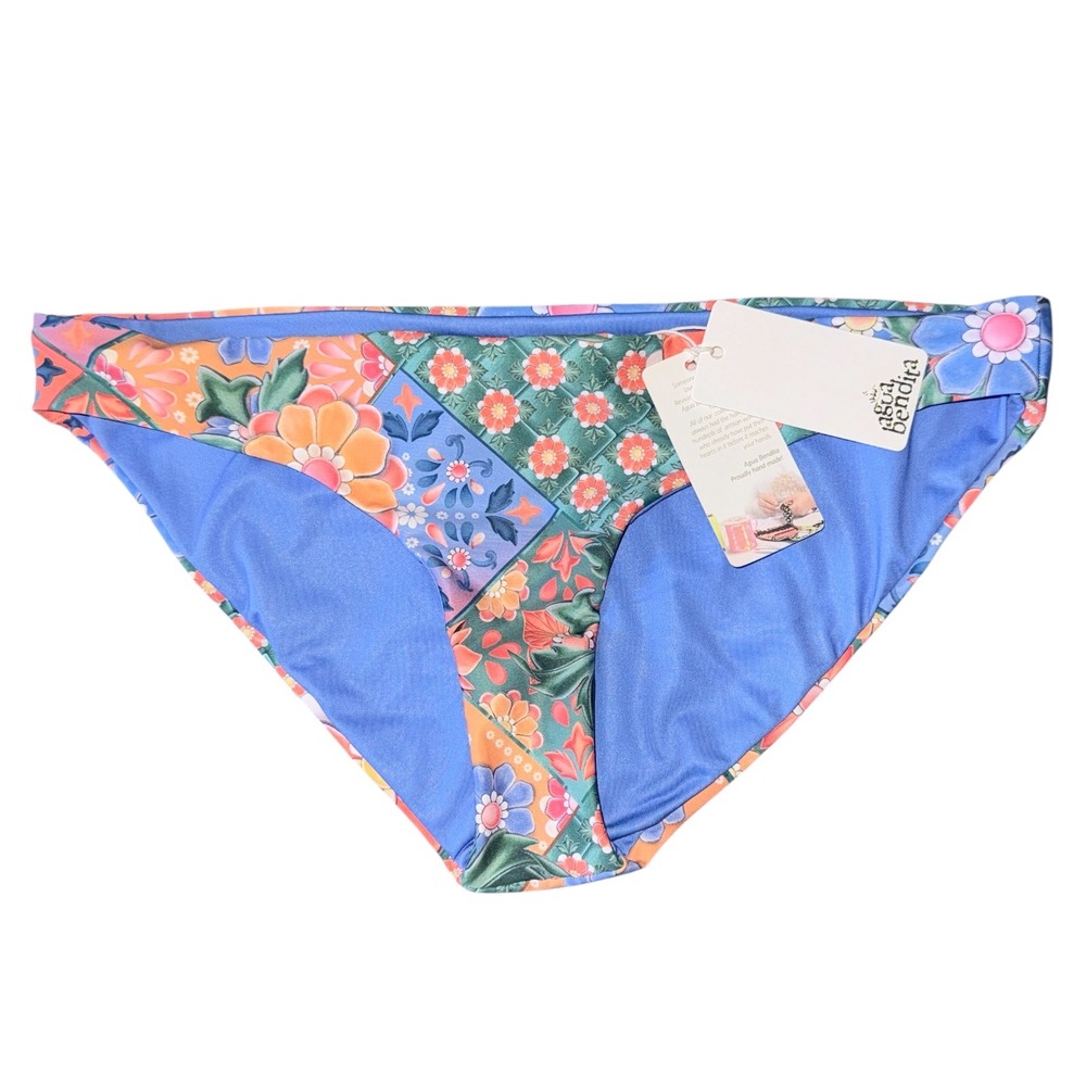 Agua Bendita Size Large Audrey Tile Multicolor Bikini Bottom Womens‎ L NWT
